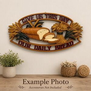 Vintage Sexton Metal Wall Plaque Give Us This Day Our Daily Bread Kitchen Decor